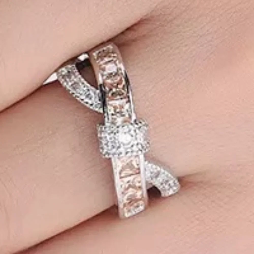 💞 925 Silver Plated Champagne CZ Punk Party Cocktail Ring for Women, GPMB1402